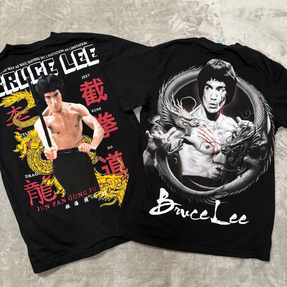 ruce Lee Graphic T-Shirt Lot of 2 Size Small Shoe Palace King of Kung Fu Dragon
